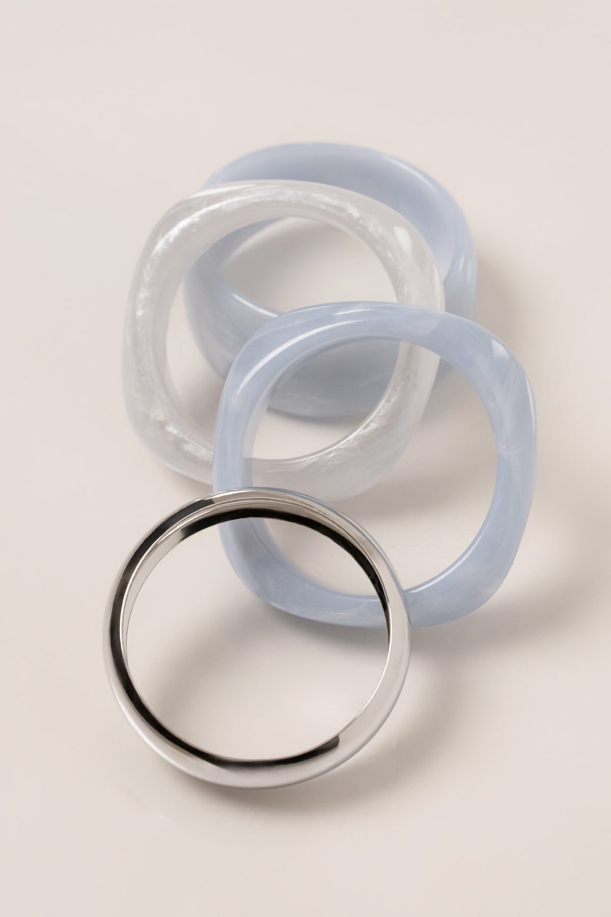 Blue Marbled Resin Bangle Set