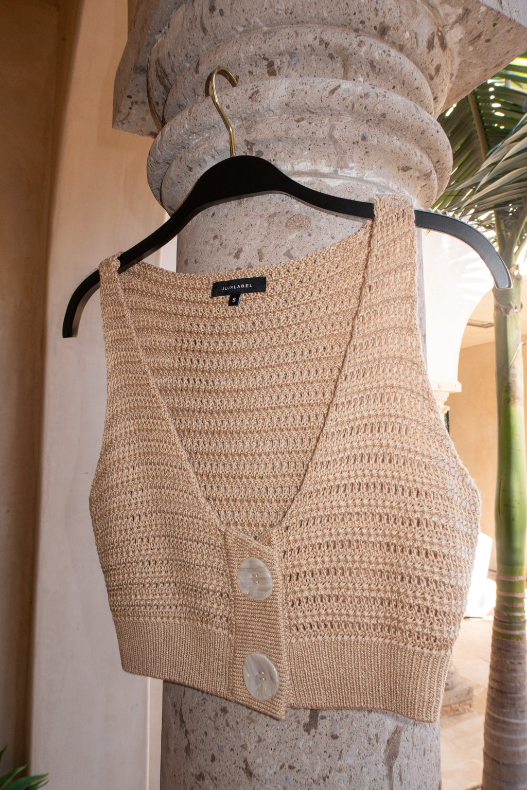 Beige Salmah Crochet Top