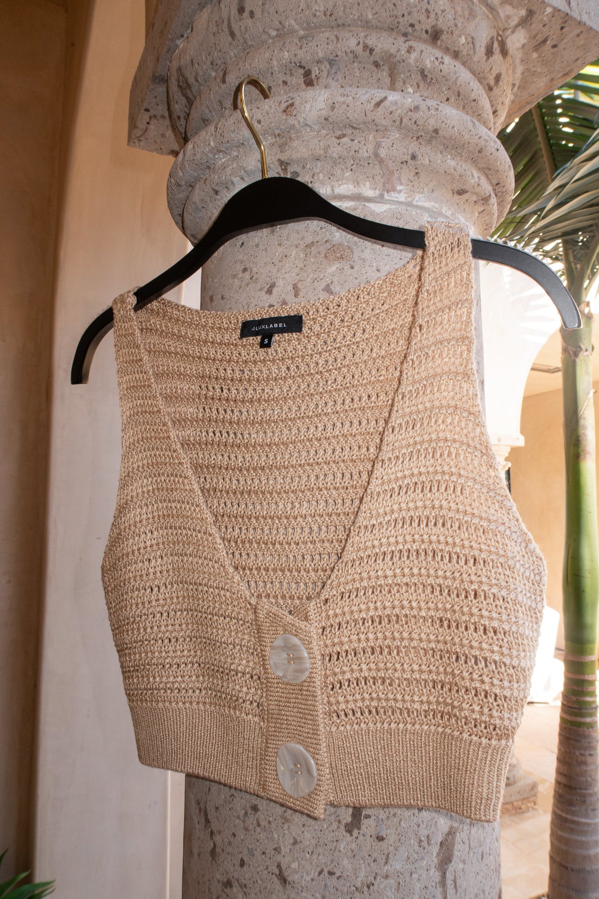 Beige Salmah Crochet Top