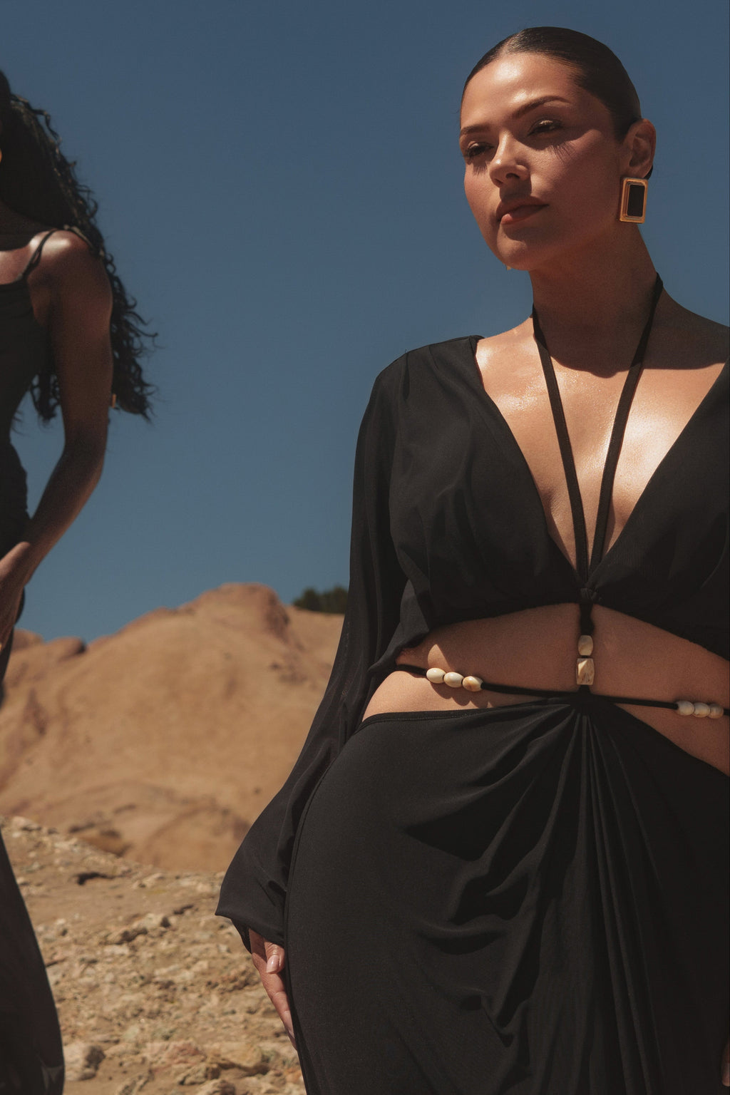 Black Selene Draped Top