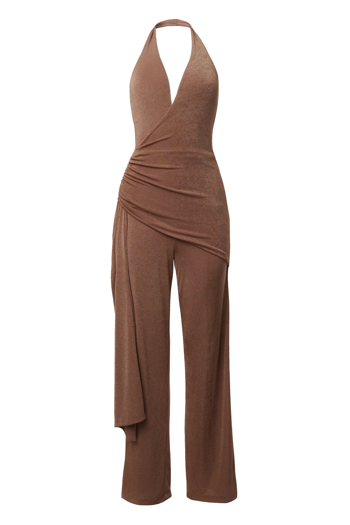 Beige Rustic Charm Halter Jumpsuit
