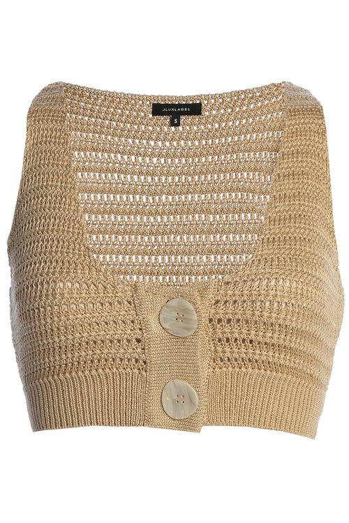 Beige Salmah Crochet Top