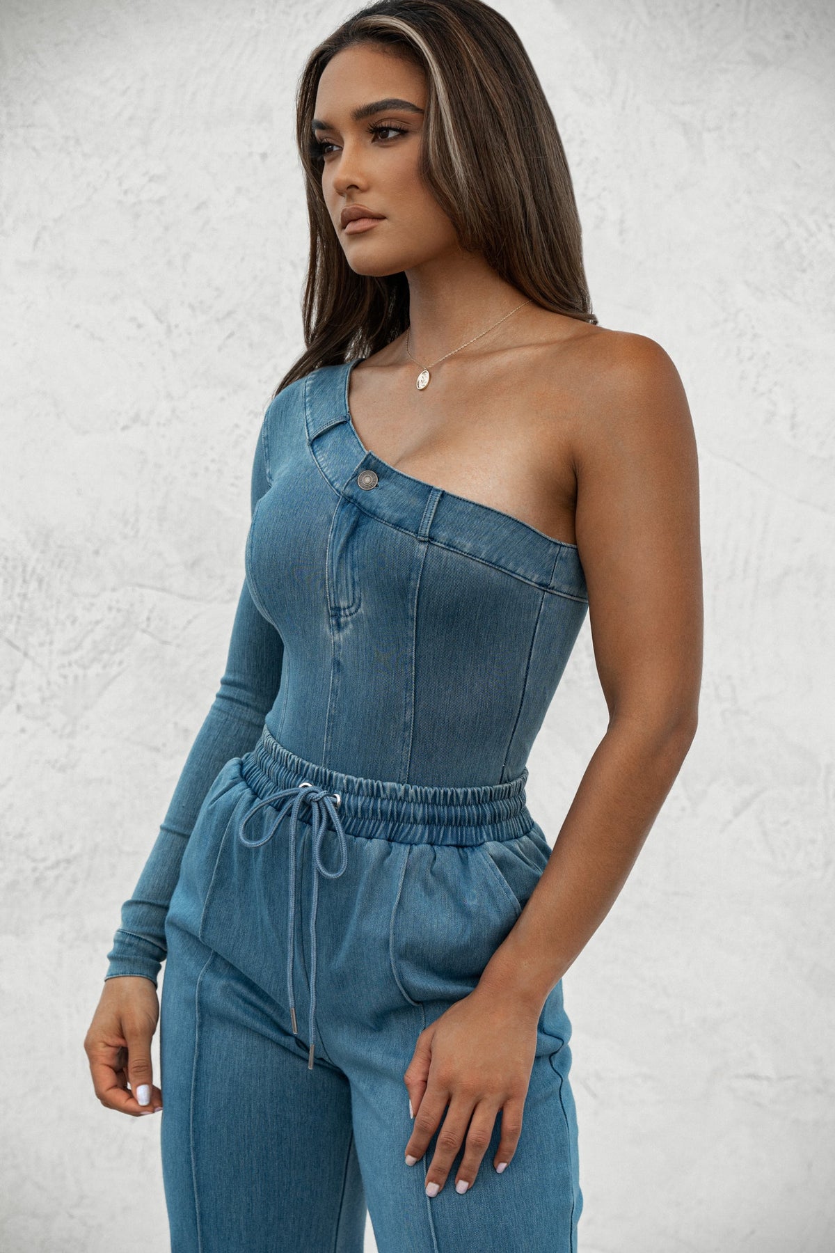 Medium Wash Button Me Up Bodysuit