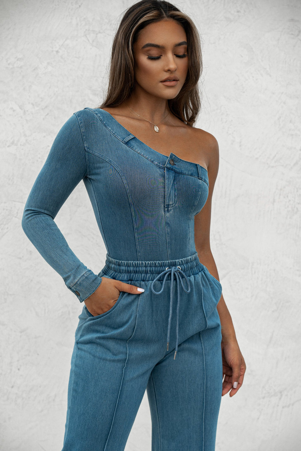 Medium Wash Button Me Up Bodysuit