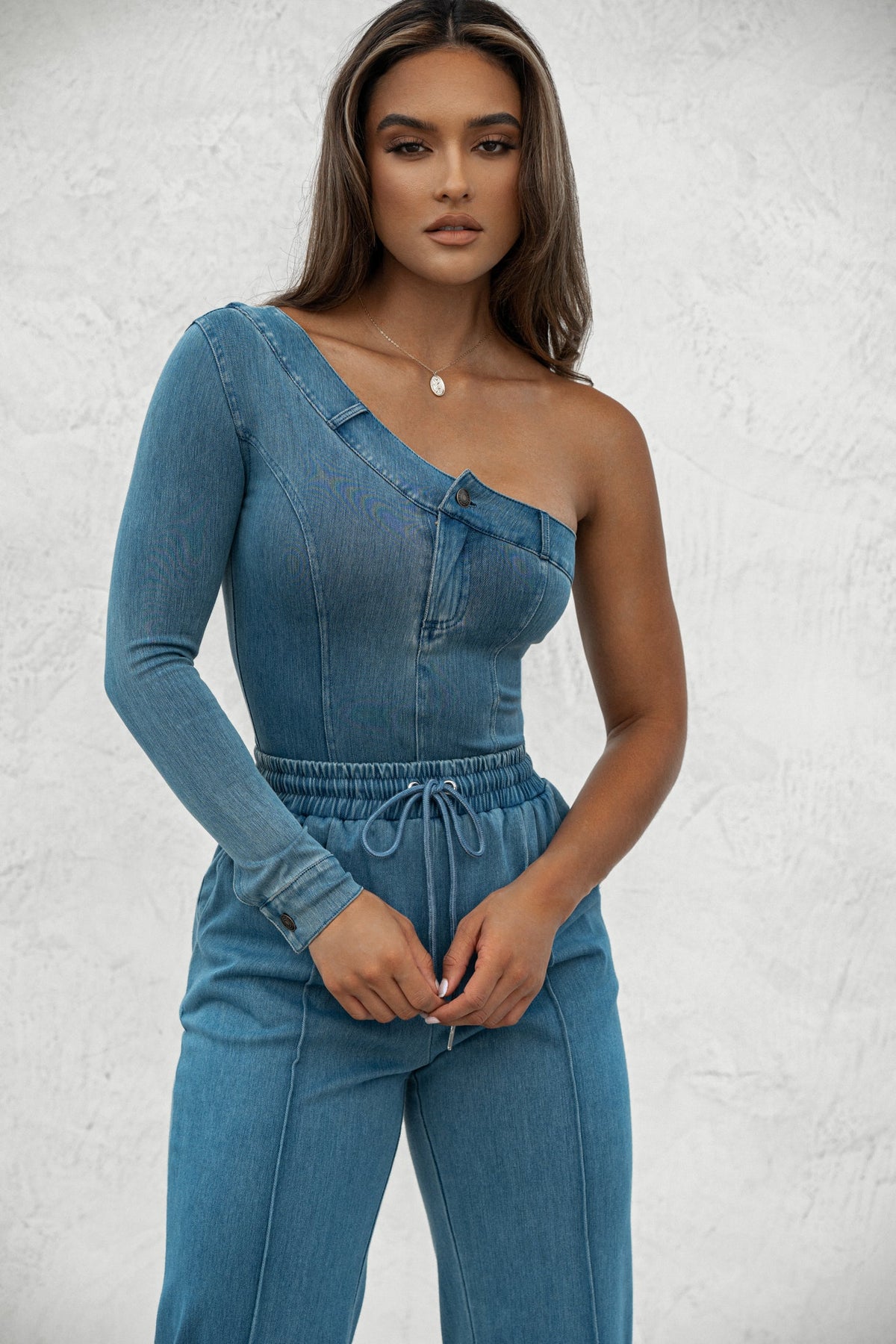 Medium Wash Button Me Up Bodysuit