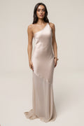 Champagne Olivia  One Shoulder Maxi Dress
