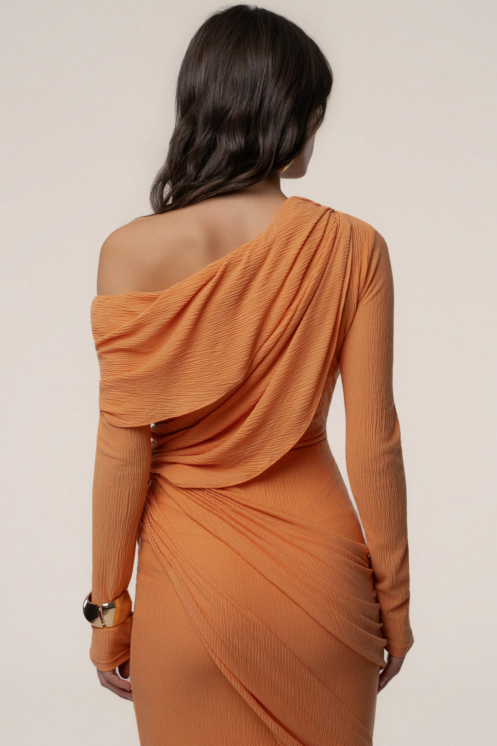 Coral Textured One Shoulder Bodysuit