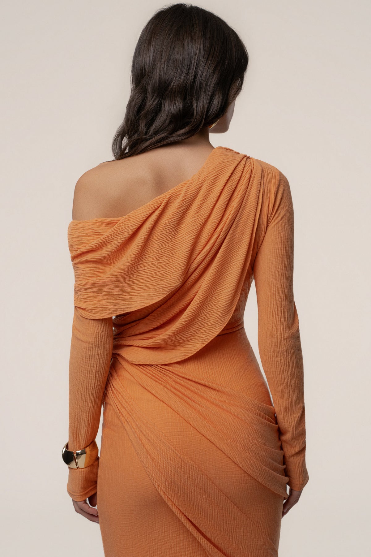 Coral Textured One Shoulder Bodysuit