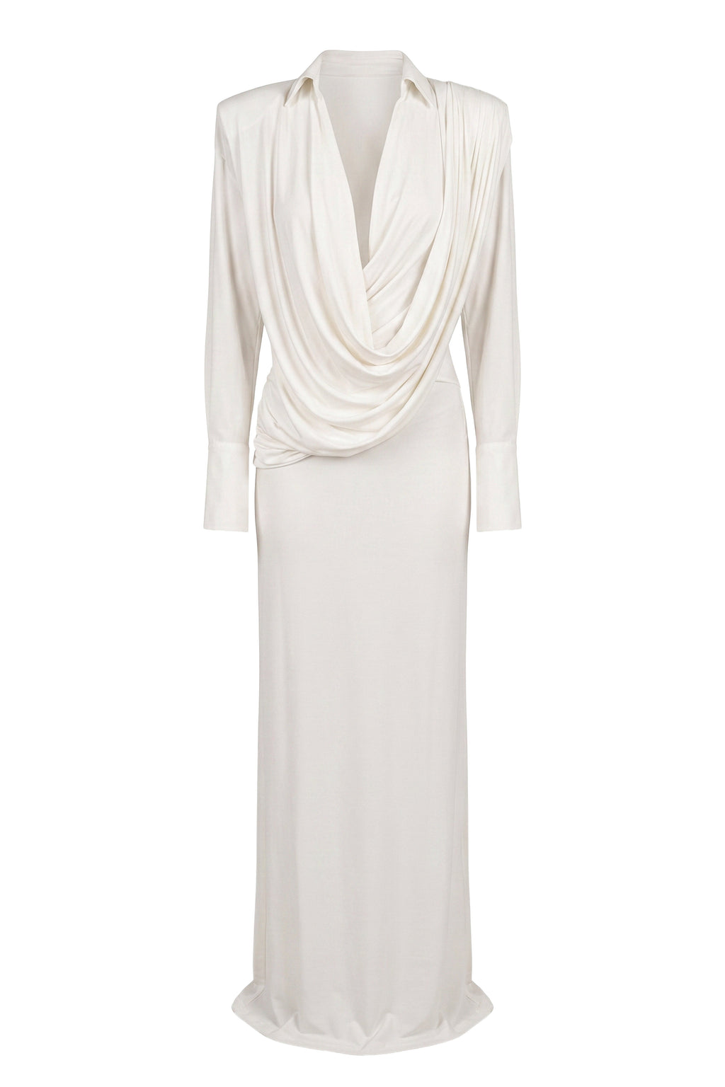 Ivory Poise Draped Maxi Dress