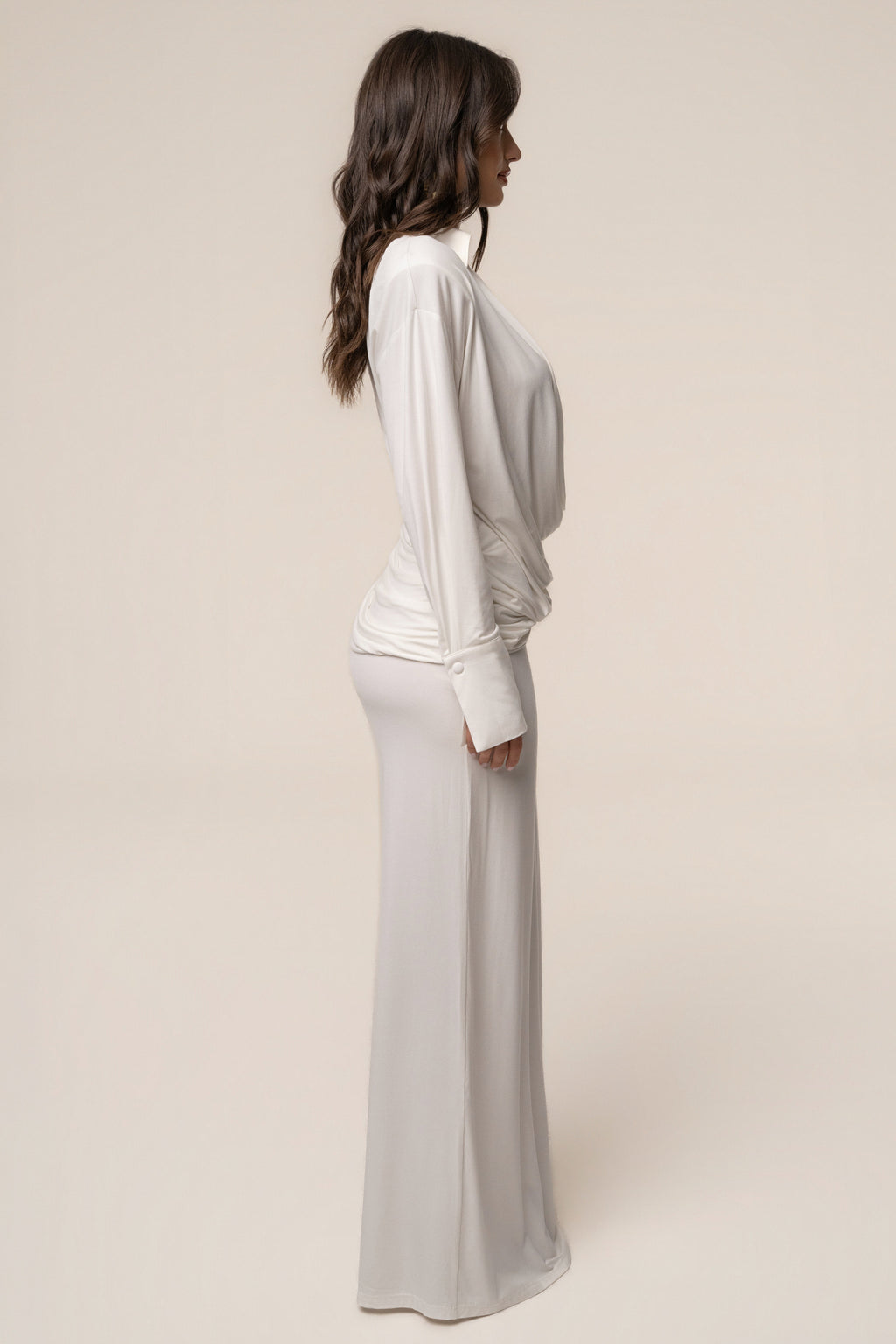 Ivory Poise Draped Maxi Dress
