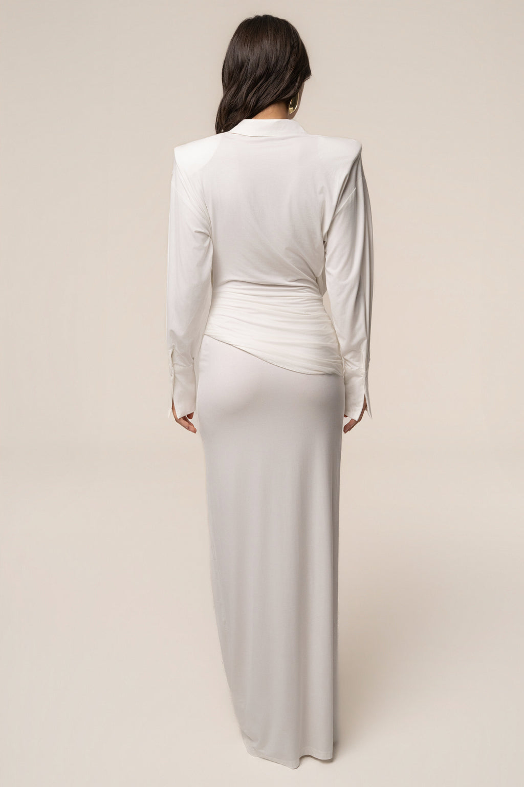 Ivory Poise Draped Maxi Dress