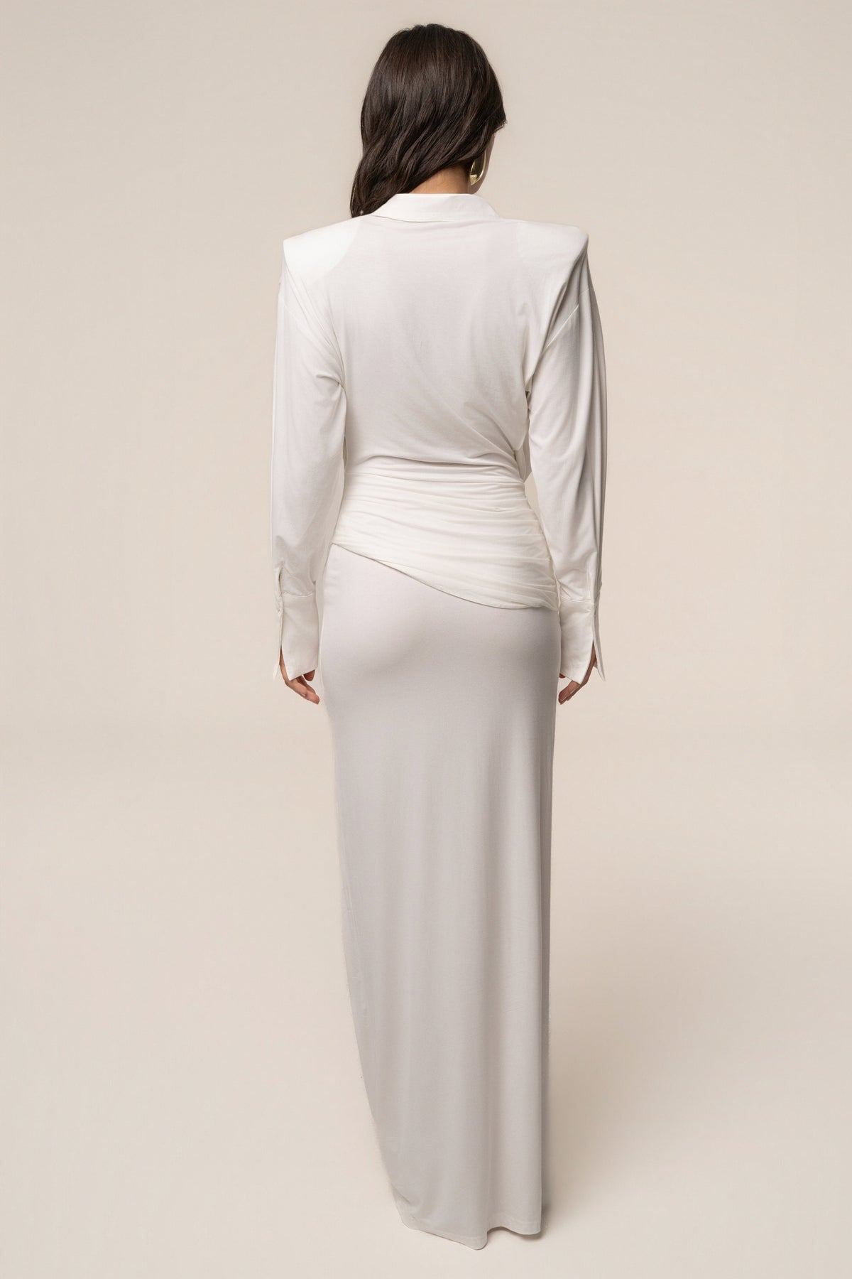 Ivory Poise Draped Maxi Dress