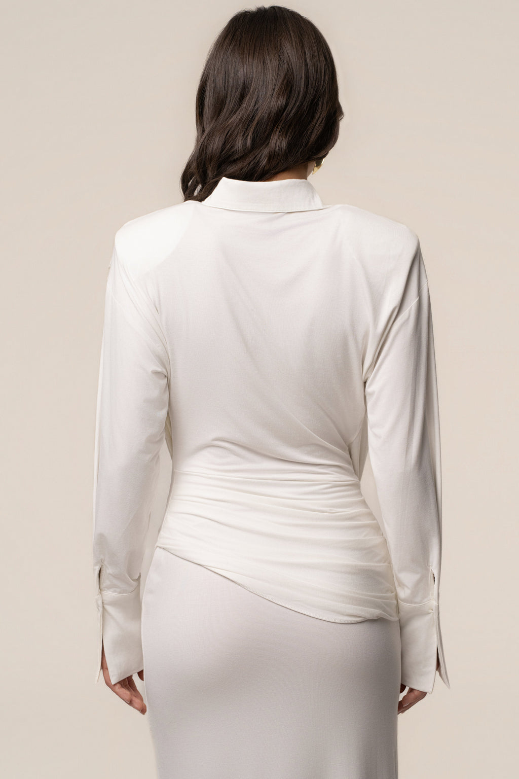 Ivory Poise Draped Maxi Dress