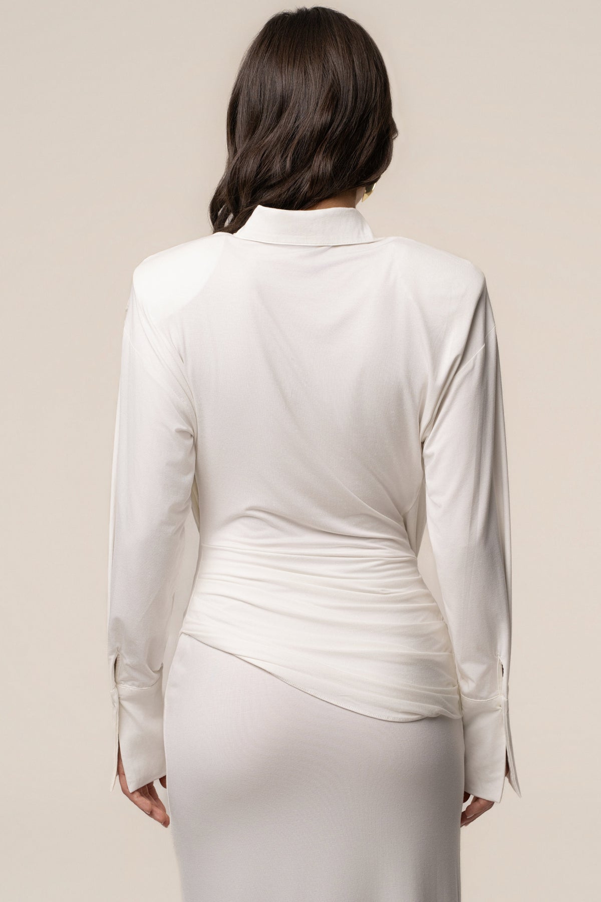 Ivory Poise Draped Maxi Dress