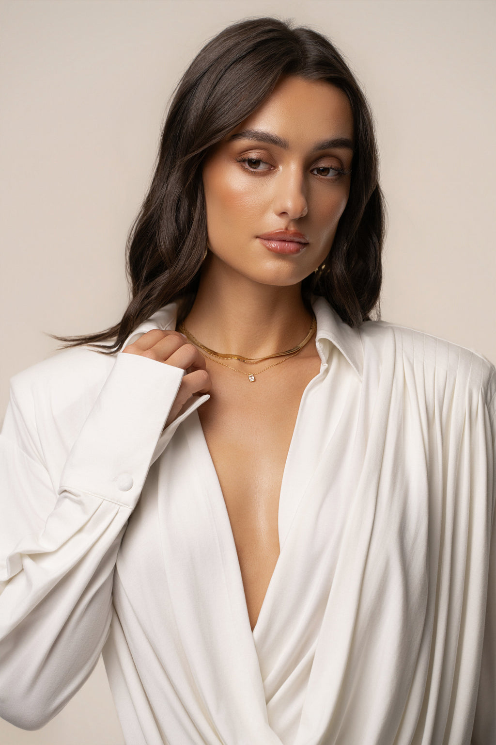 Ivory Poise Draped Maxi Dress