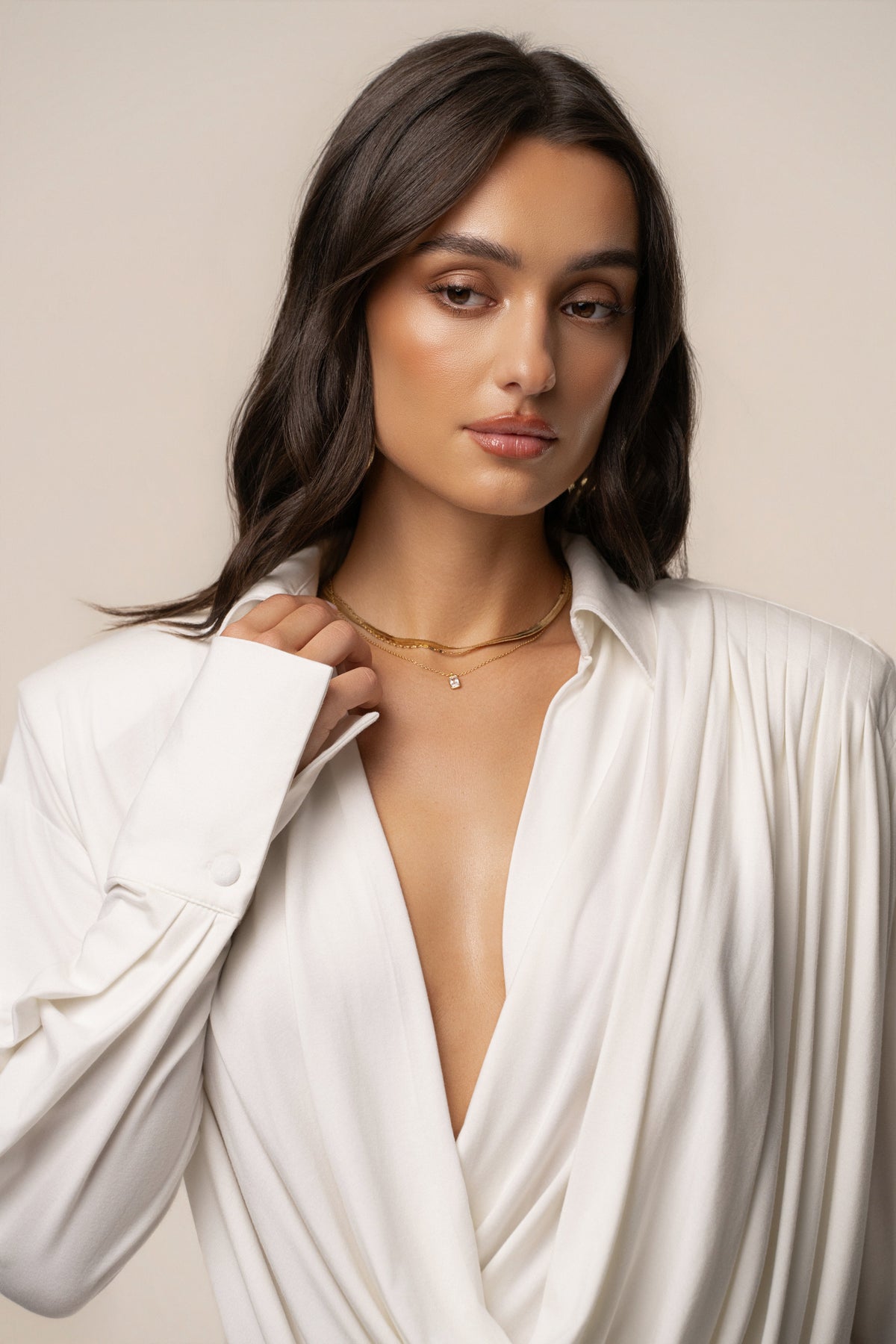 Ivory Poise Draped Maxi Dress