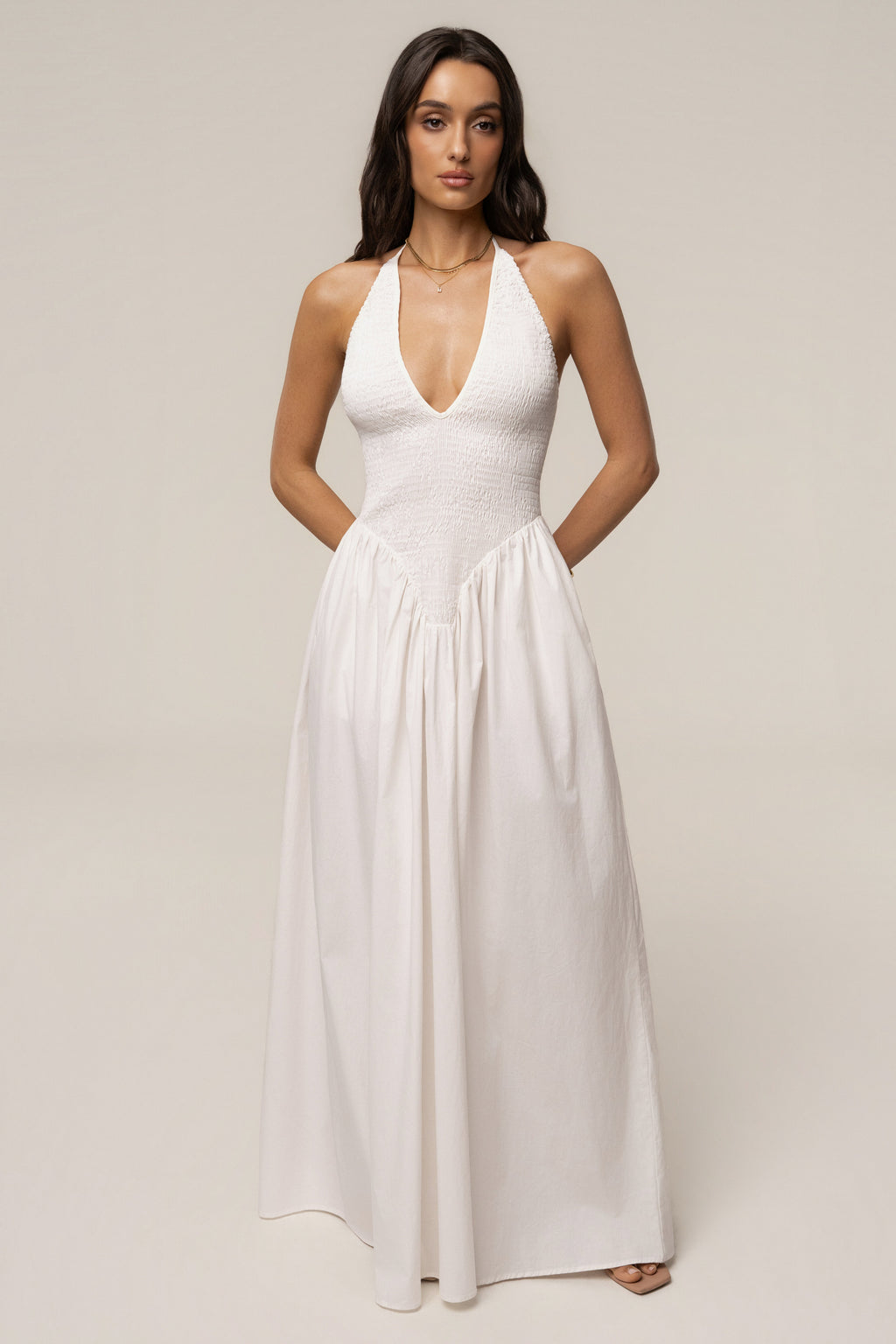 Ivory Madrid Halter Maxi Dress