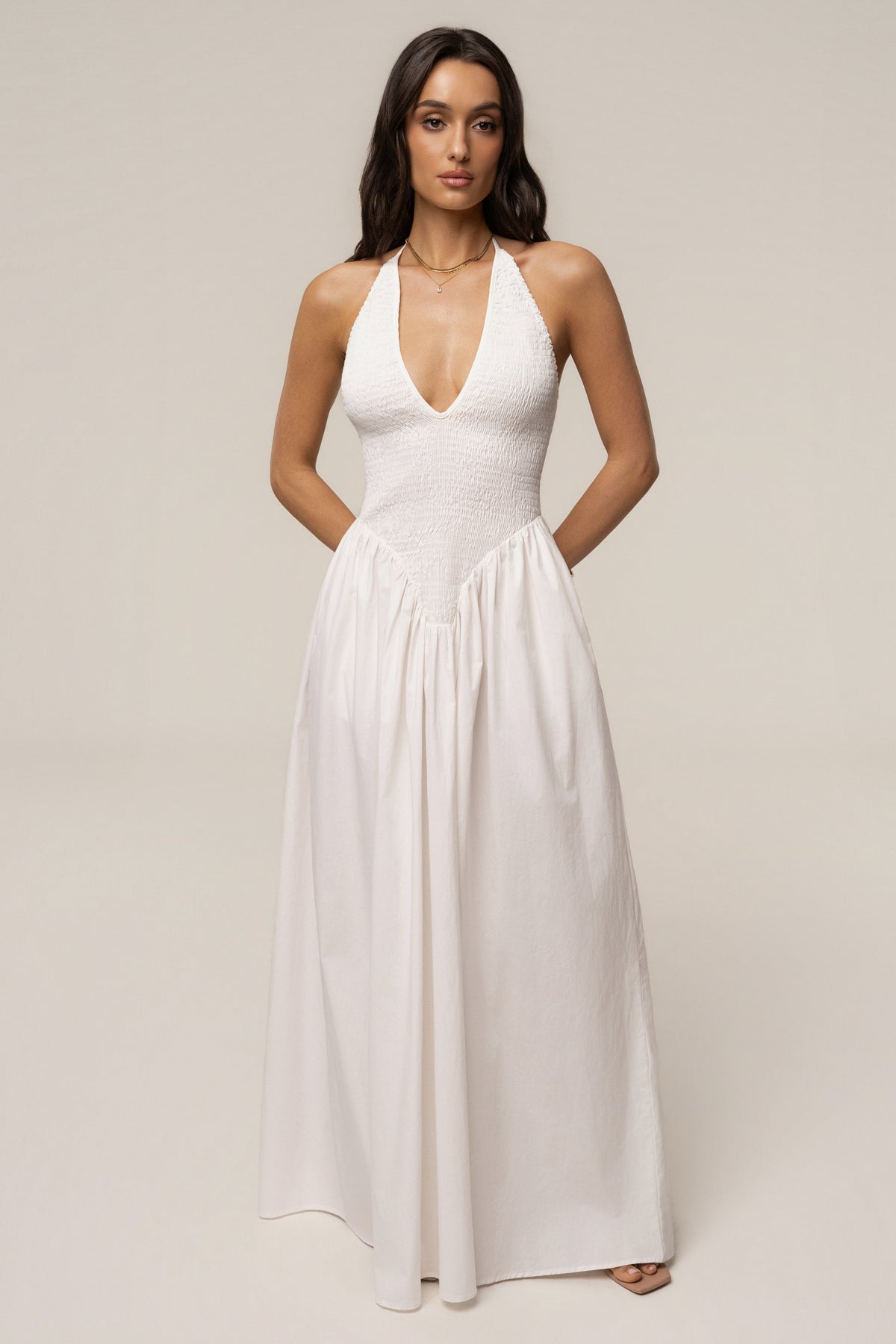 Ivory Madrid Halter Maxi Dress