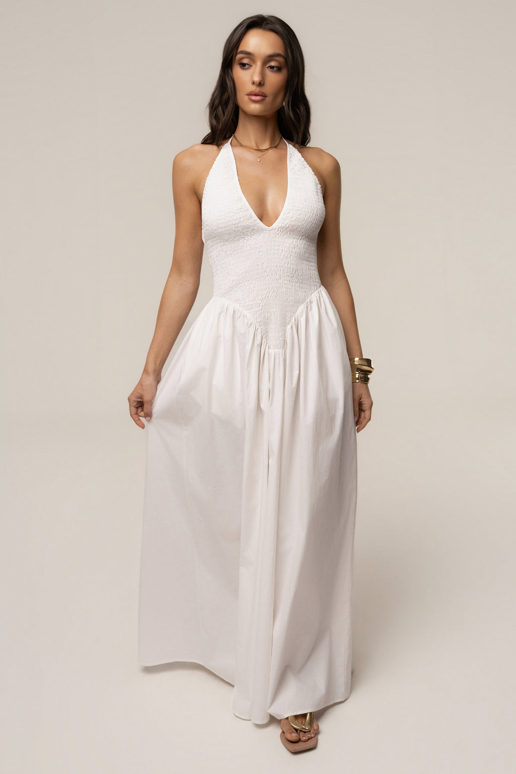 Ivory Madrid Halter Maxi Dress