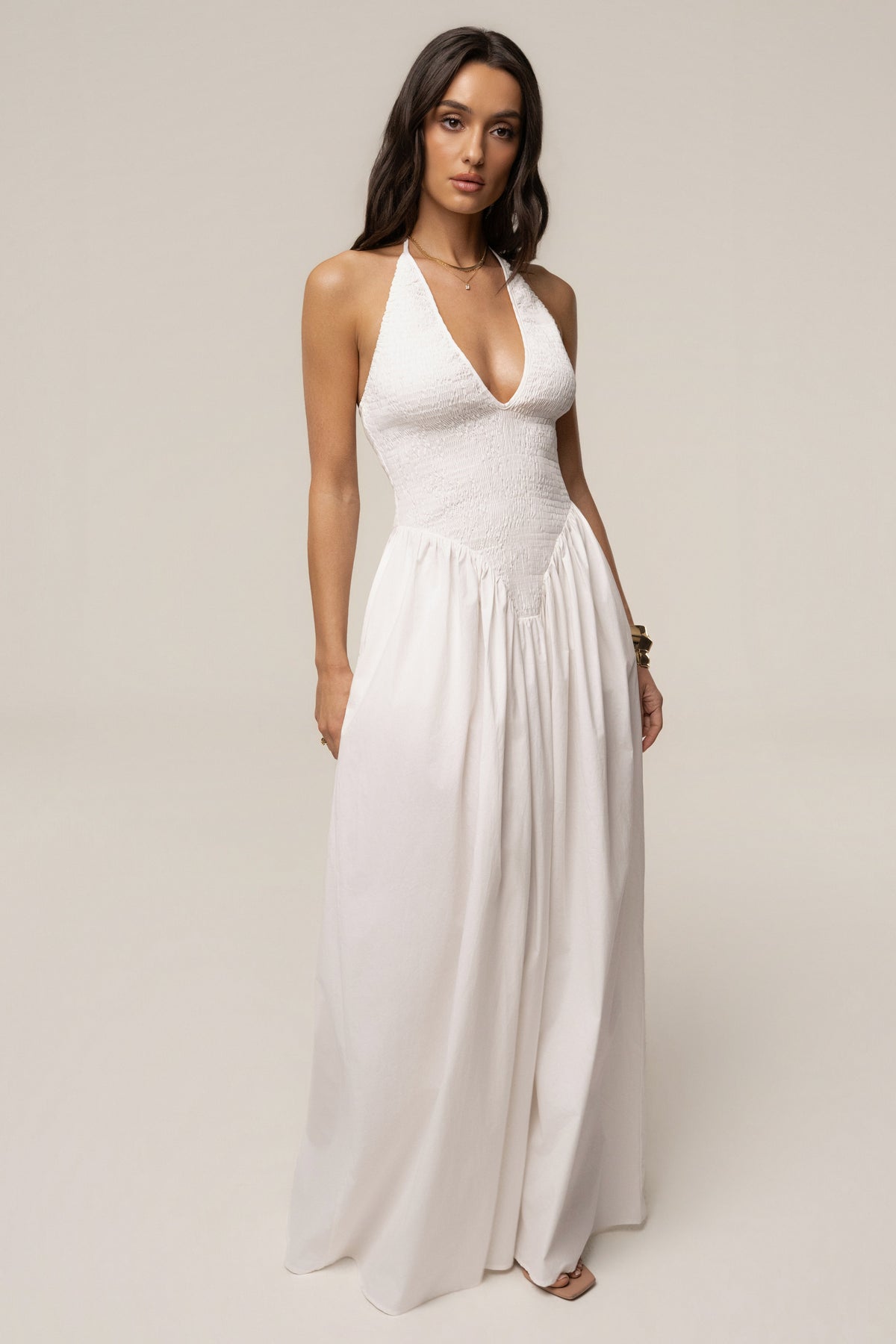Ivory Madrid Halter Maxi Dress