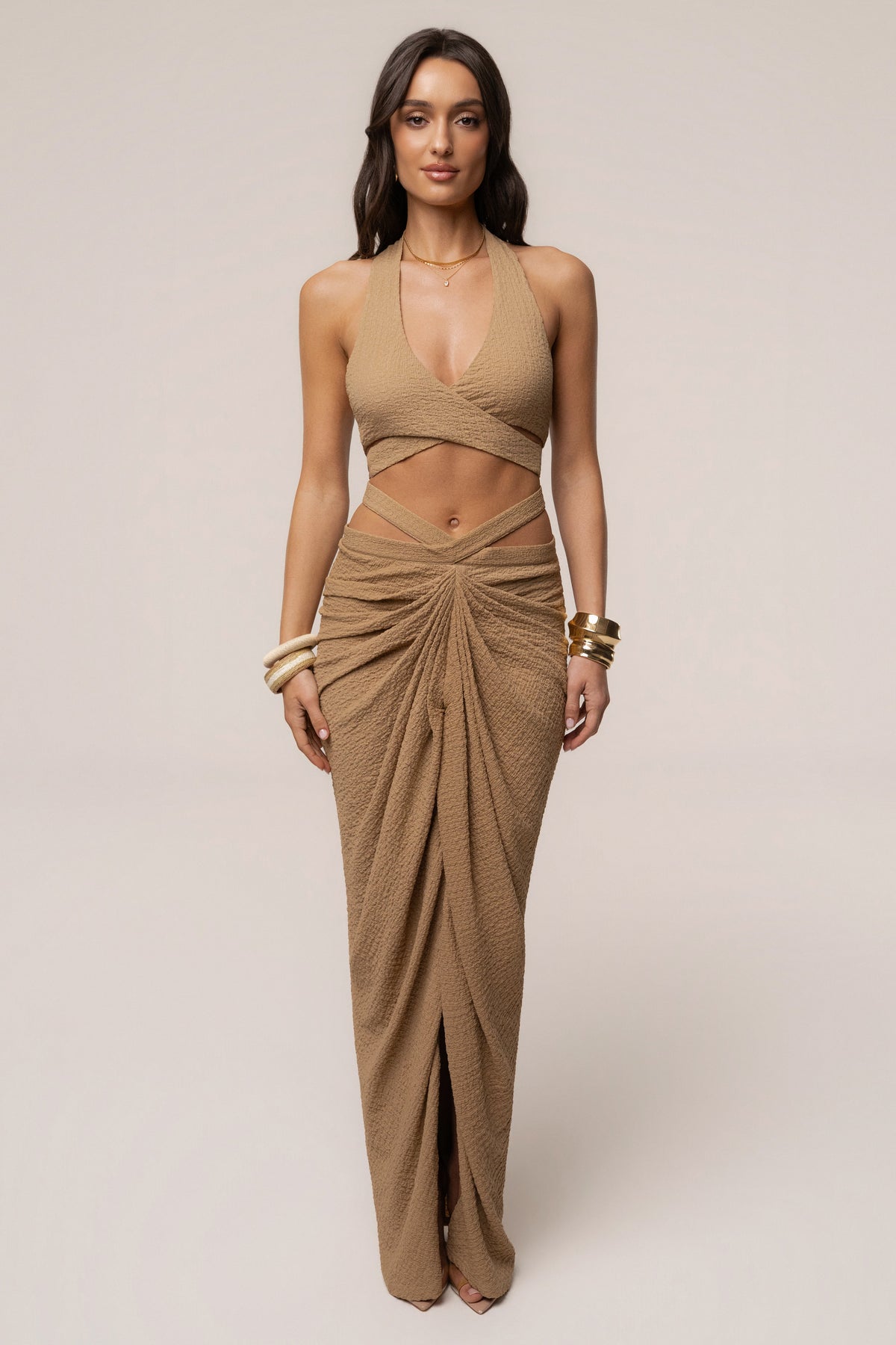 Beige Cabana Halter top