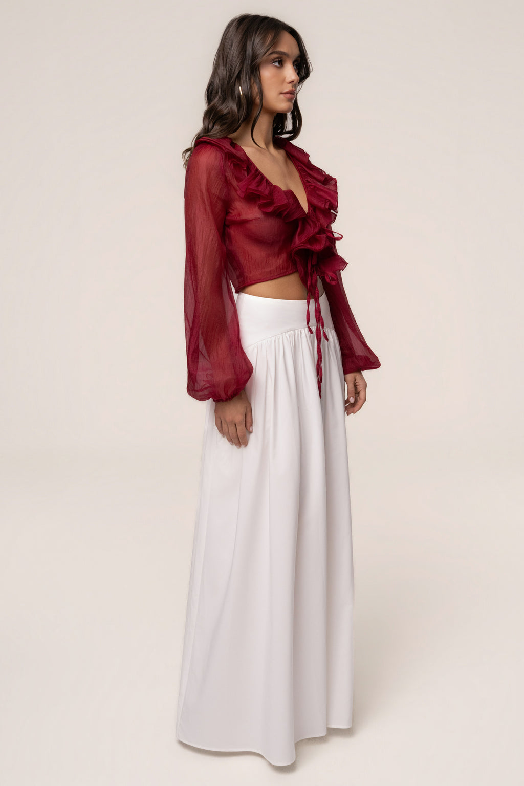Berry Delilah Ruffled Top