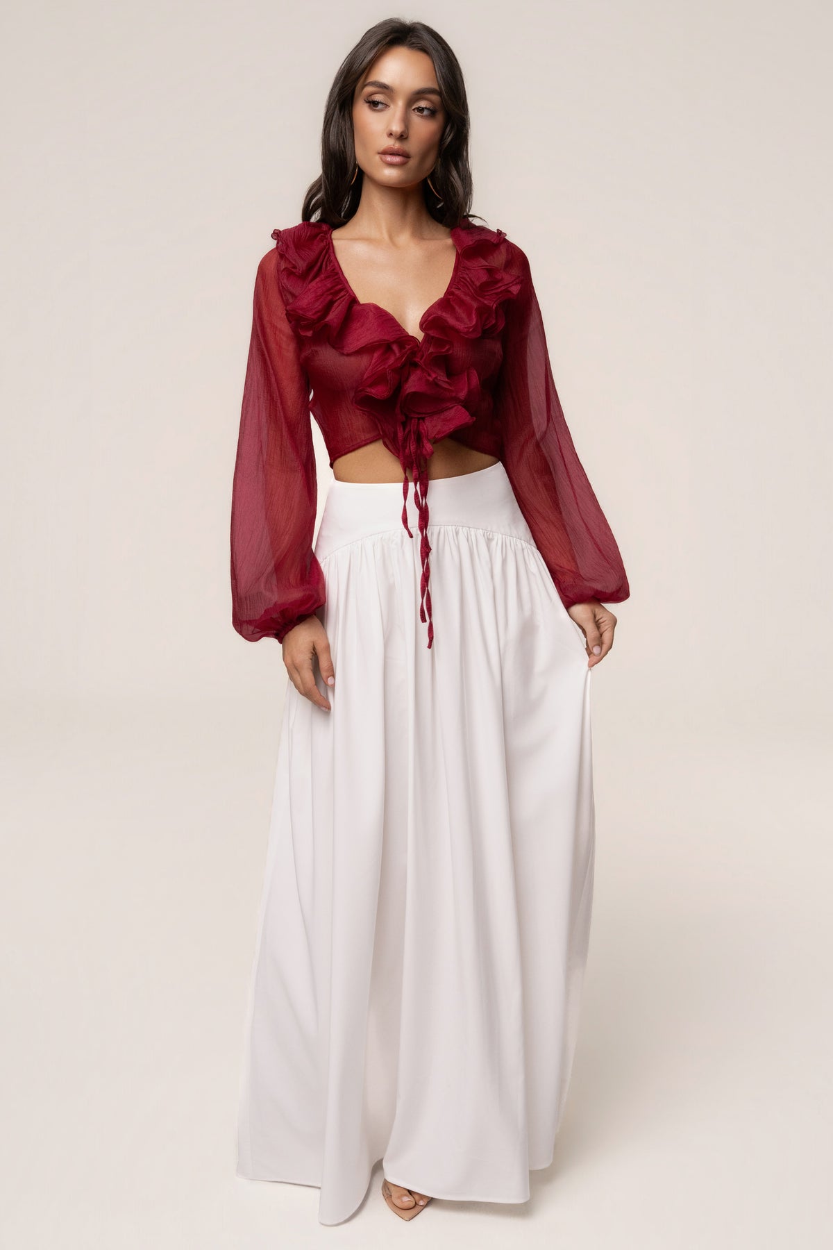 Berry Delilah Ruffled Top