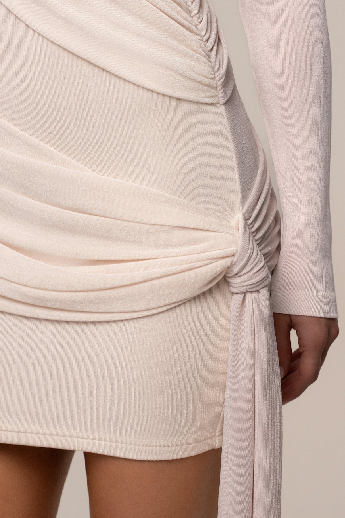 Ivory Moments Draped Mini Dress