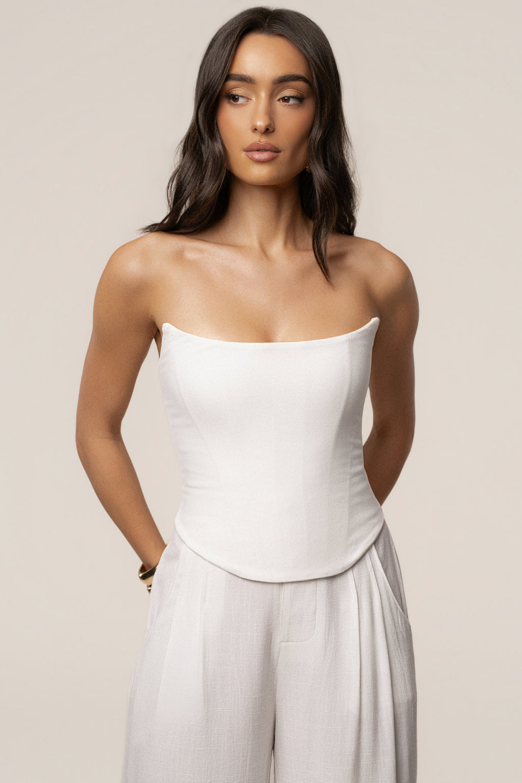 White Fenix Reversible Linen Corset