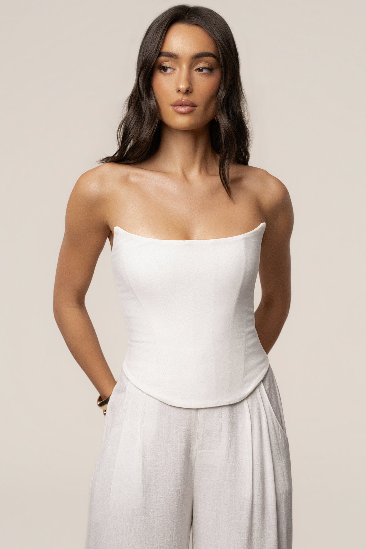 White Fenix Reversible Linen Corset