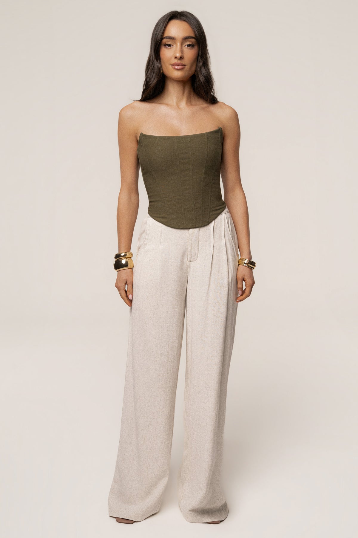 Olive Fenix Reversible Linen Corset