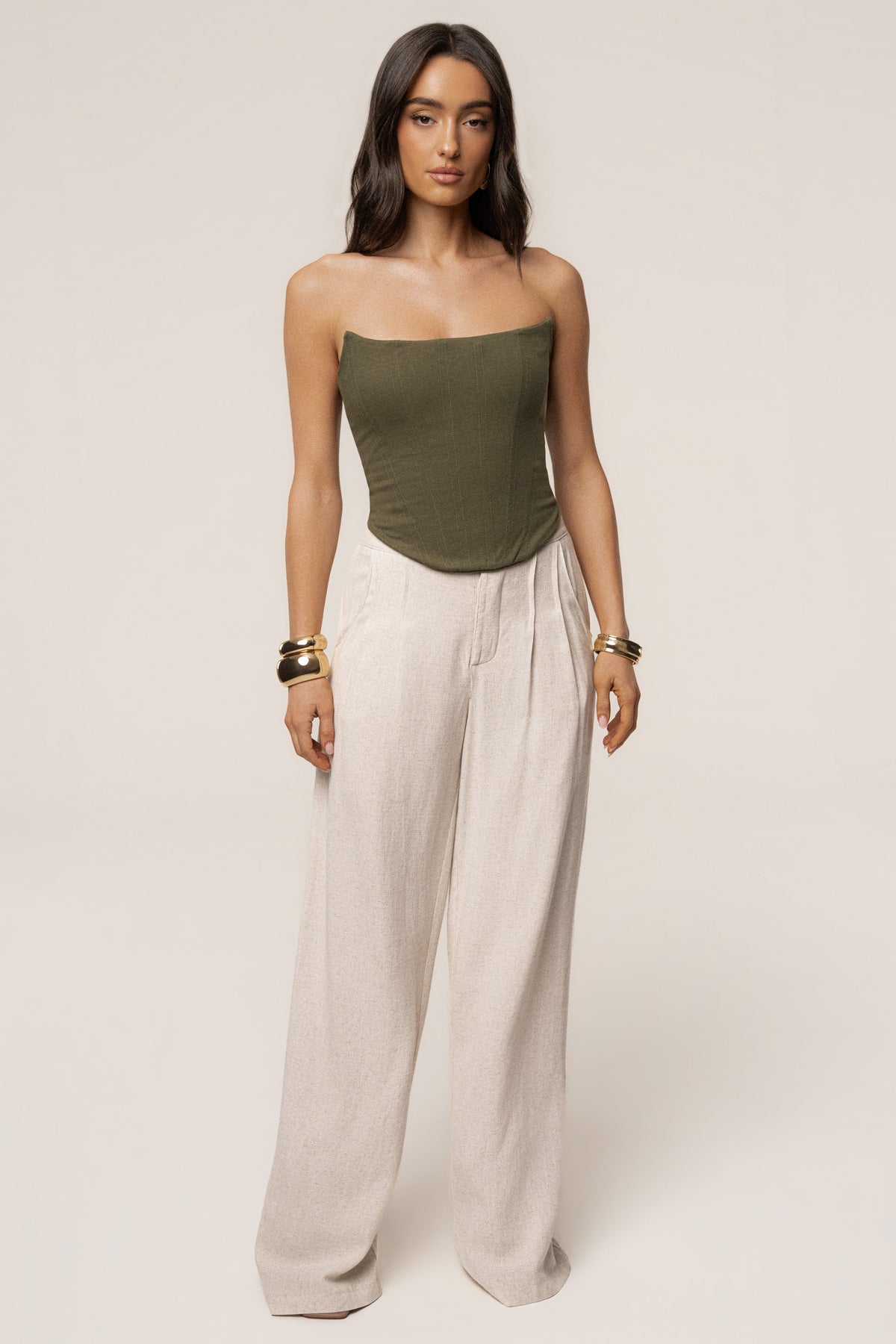 Olive Fenix Reversible Linen Corset
