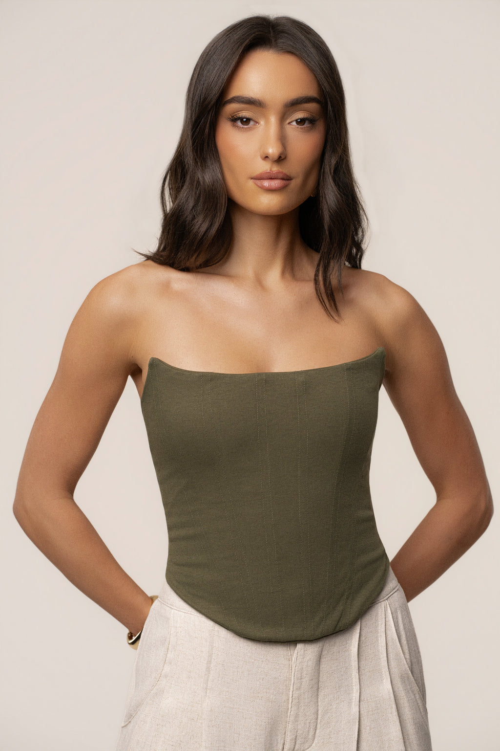Olive Fenix Reversible Linen Corset
