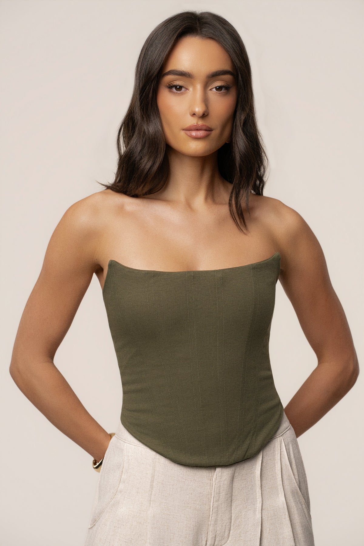 Olive Fenix Reversible Linen Corset