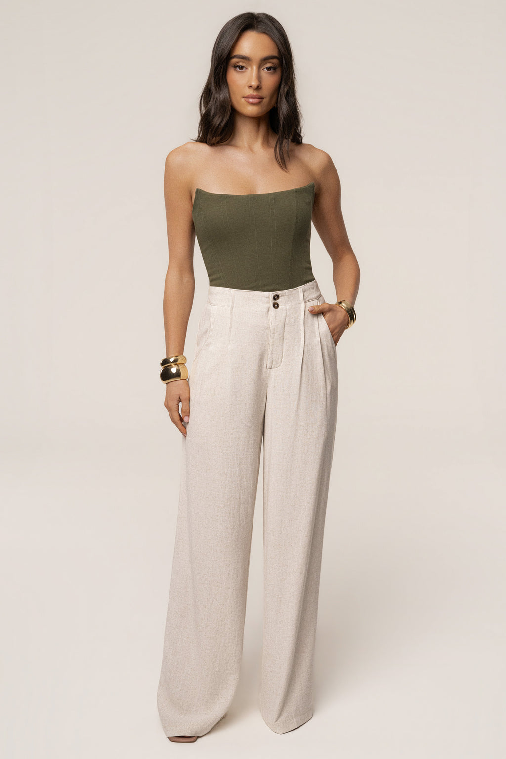 Olive Fenix Reversible Linen Corset