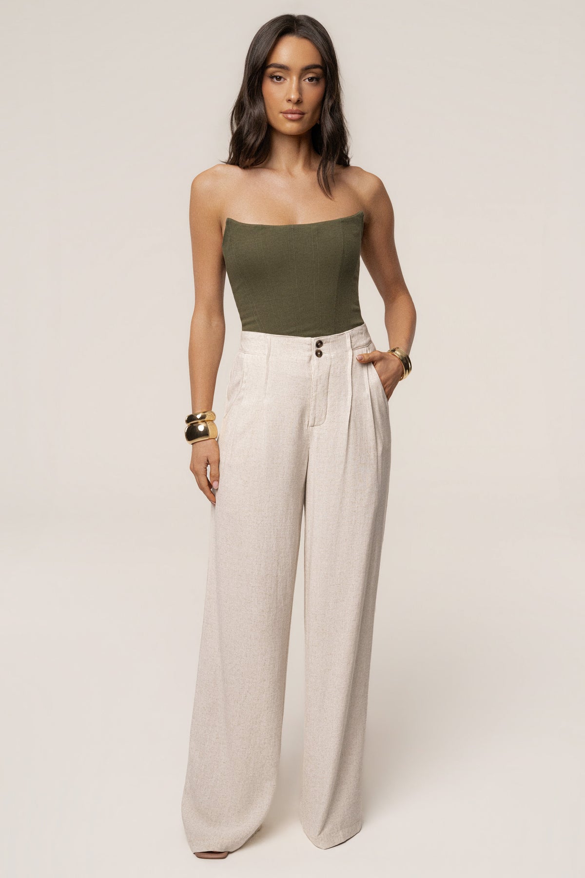 Olive Fenix Reversible Linen Corset