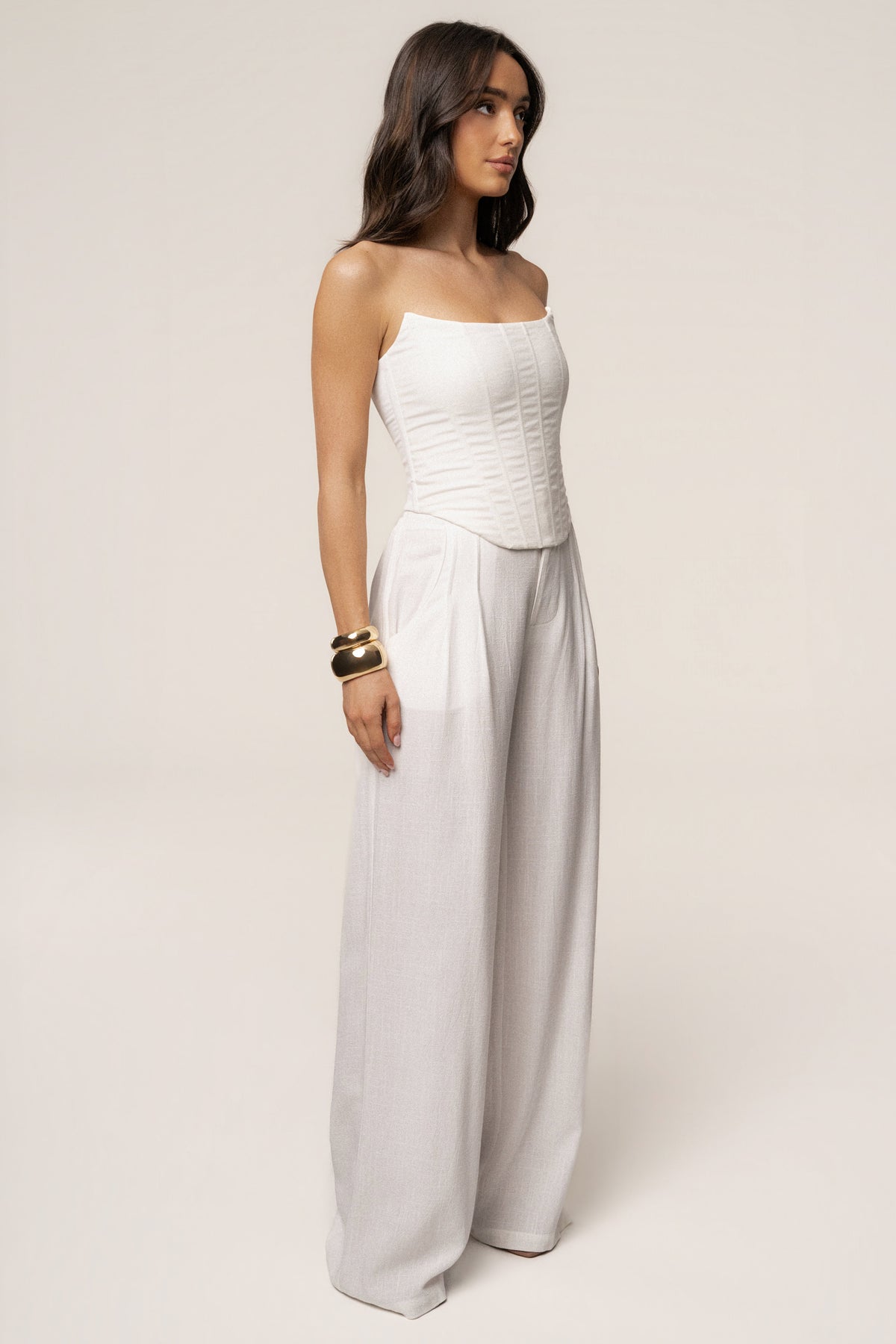 White Fenix Reversible Linen Corset