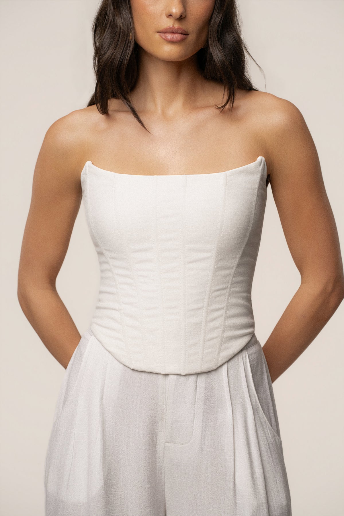 White Fenix Reversible Linen Corset
