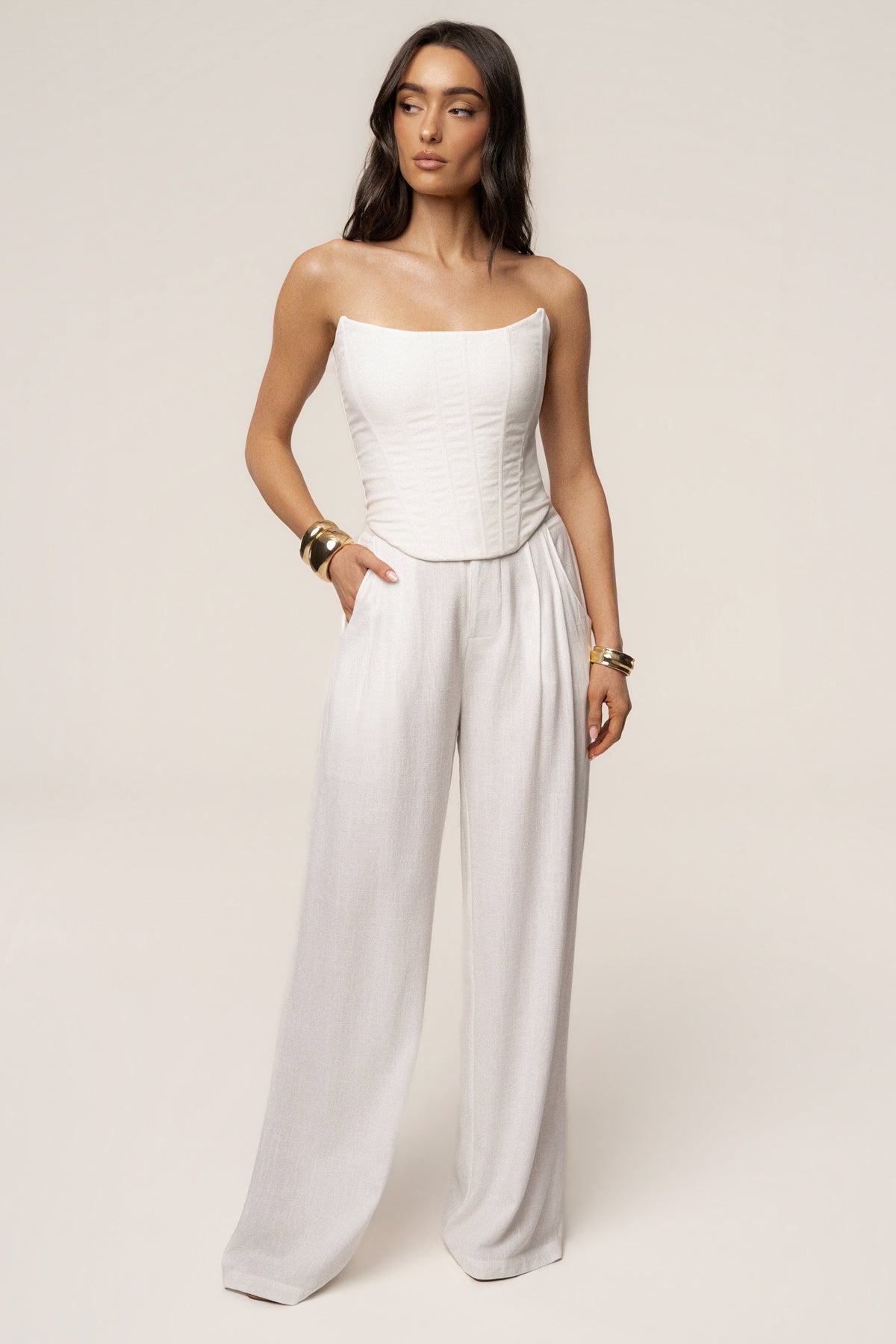 White Fenix Reversible Linen Corset