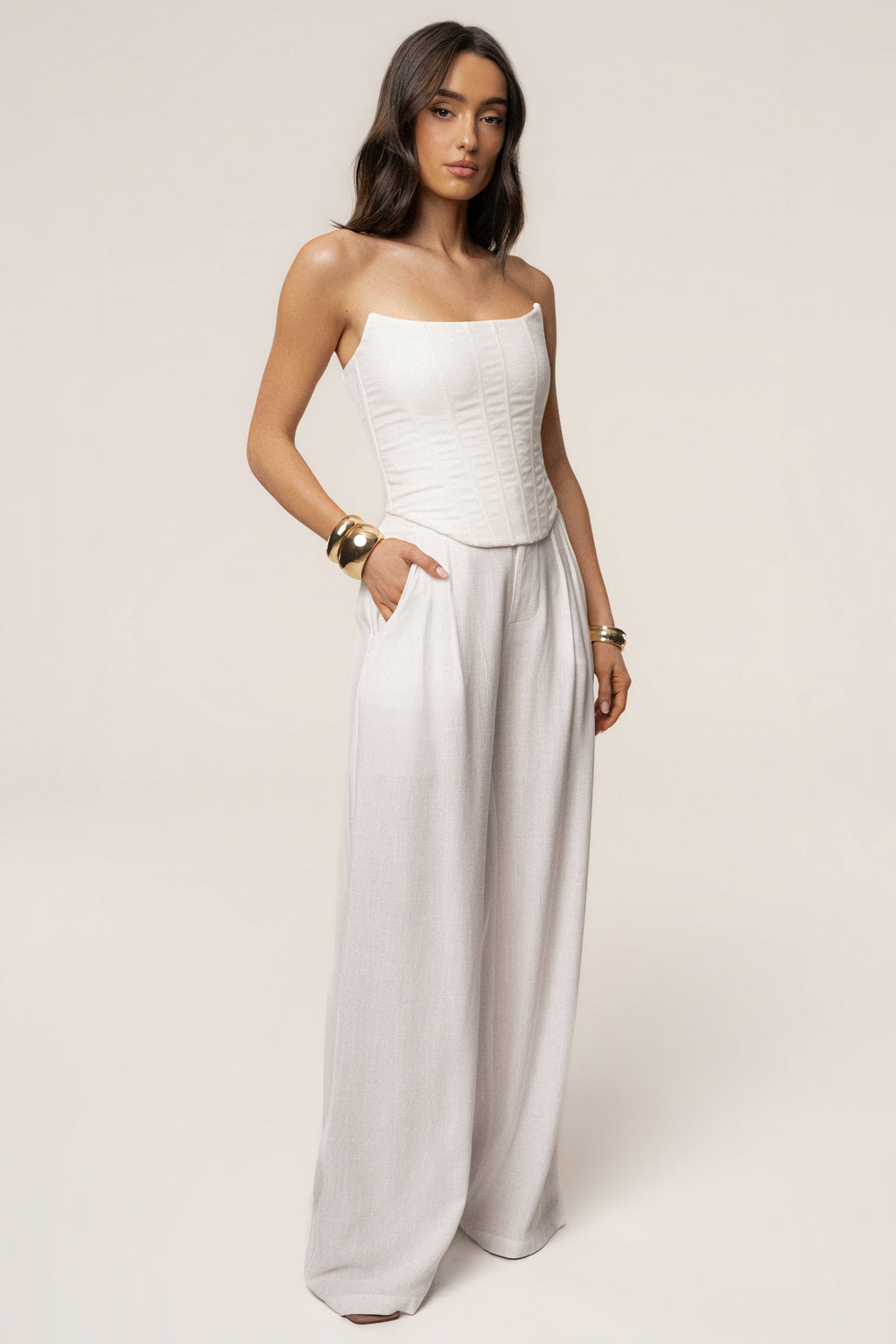 White Fenix Reversible Linen Corset