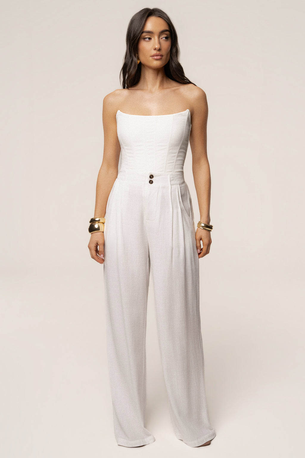 White Fenix Reversible Linen Corset