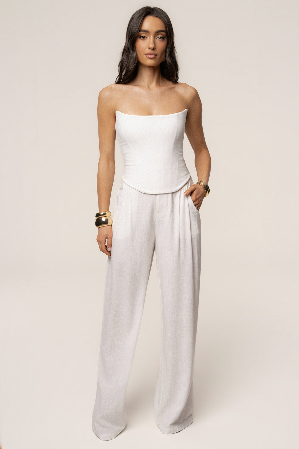 White Fenix Reversible Linen Corset