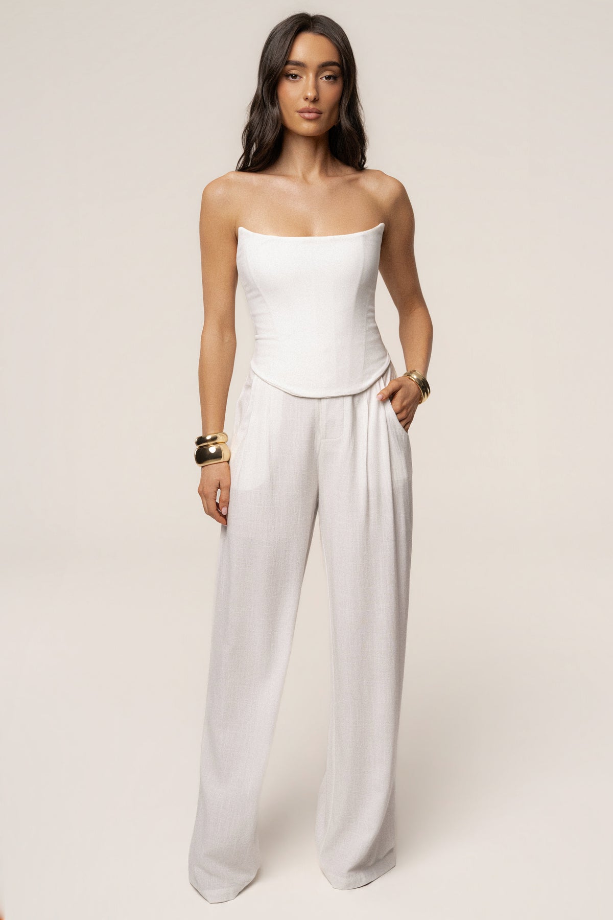 White Fenix Reversible Linen Corset