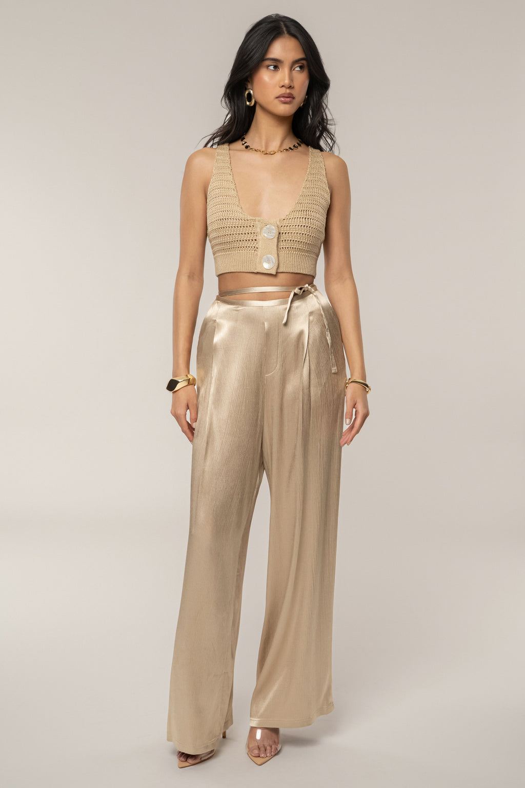 Beige Salmah Crochet Top