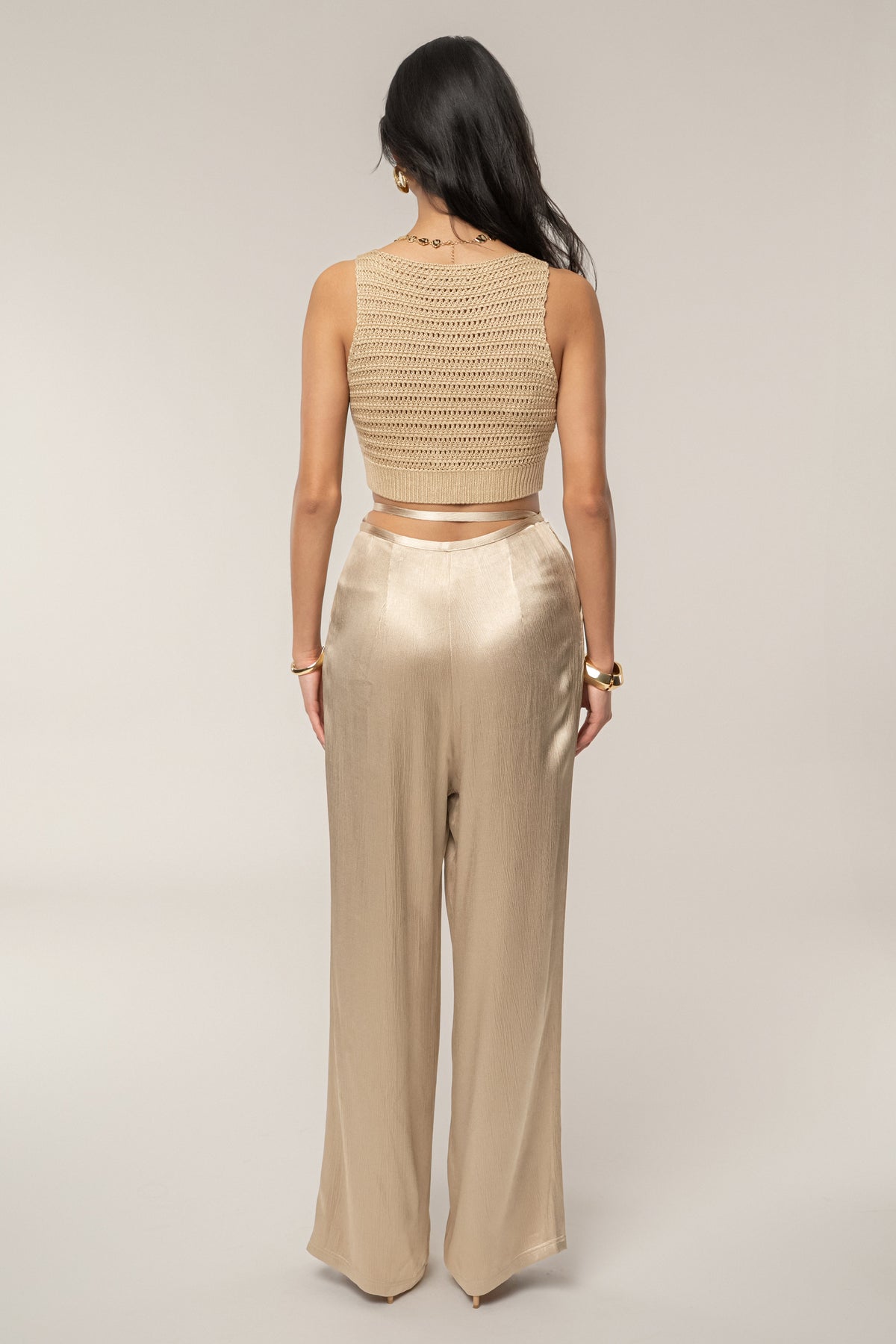 Beige Salmah Crochet Top