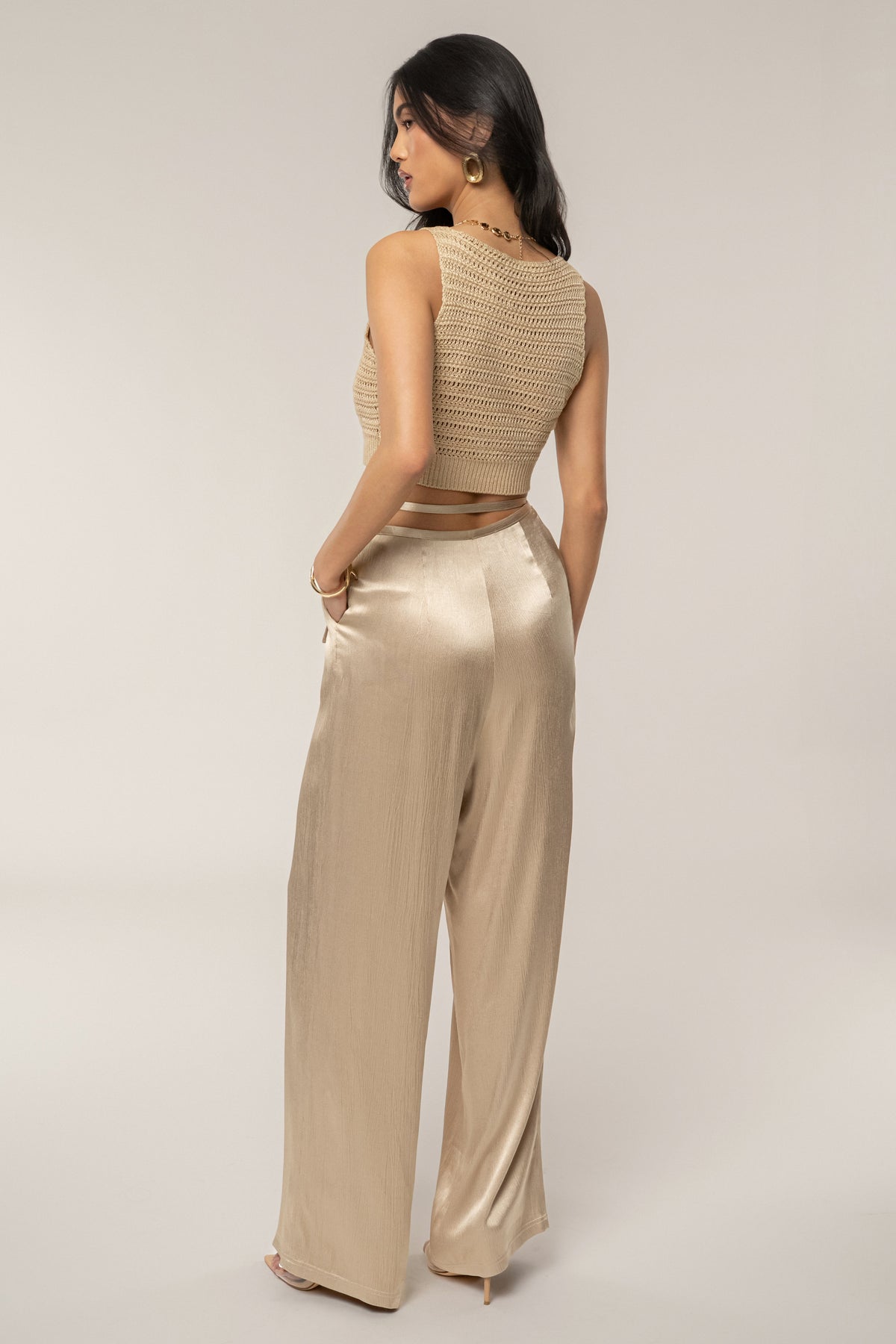 Beige Salmah Crochet Top