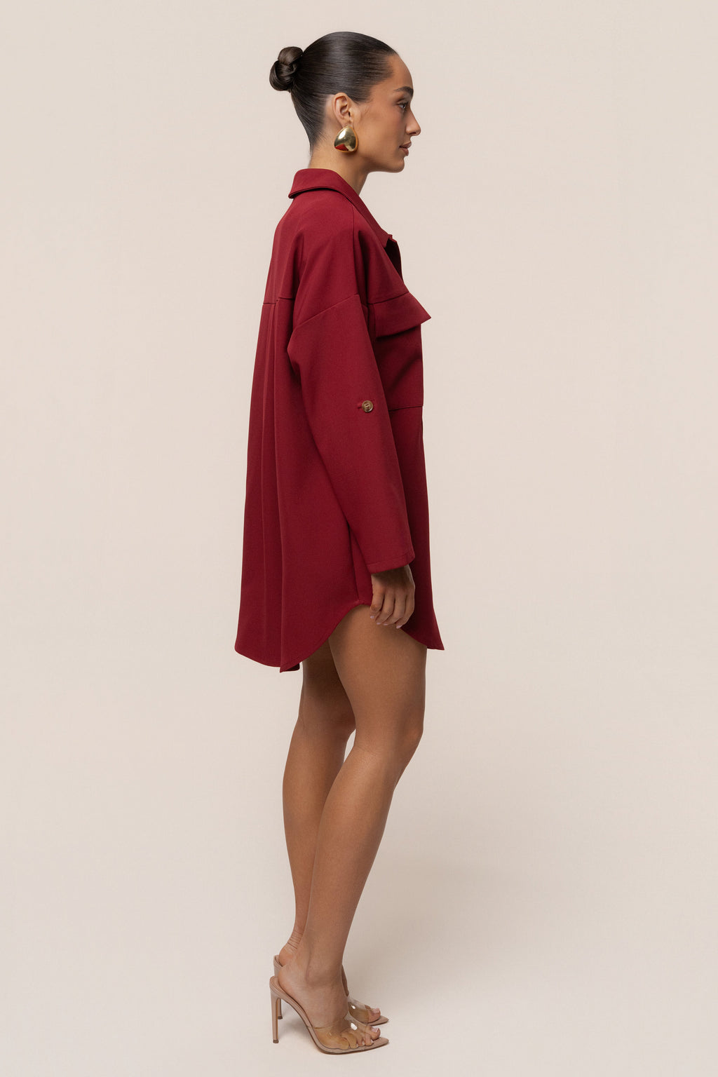 Burgundy Downtime Collared Shirt Dress
