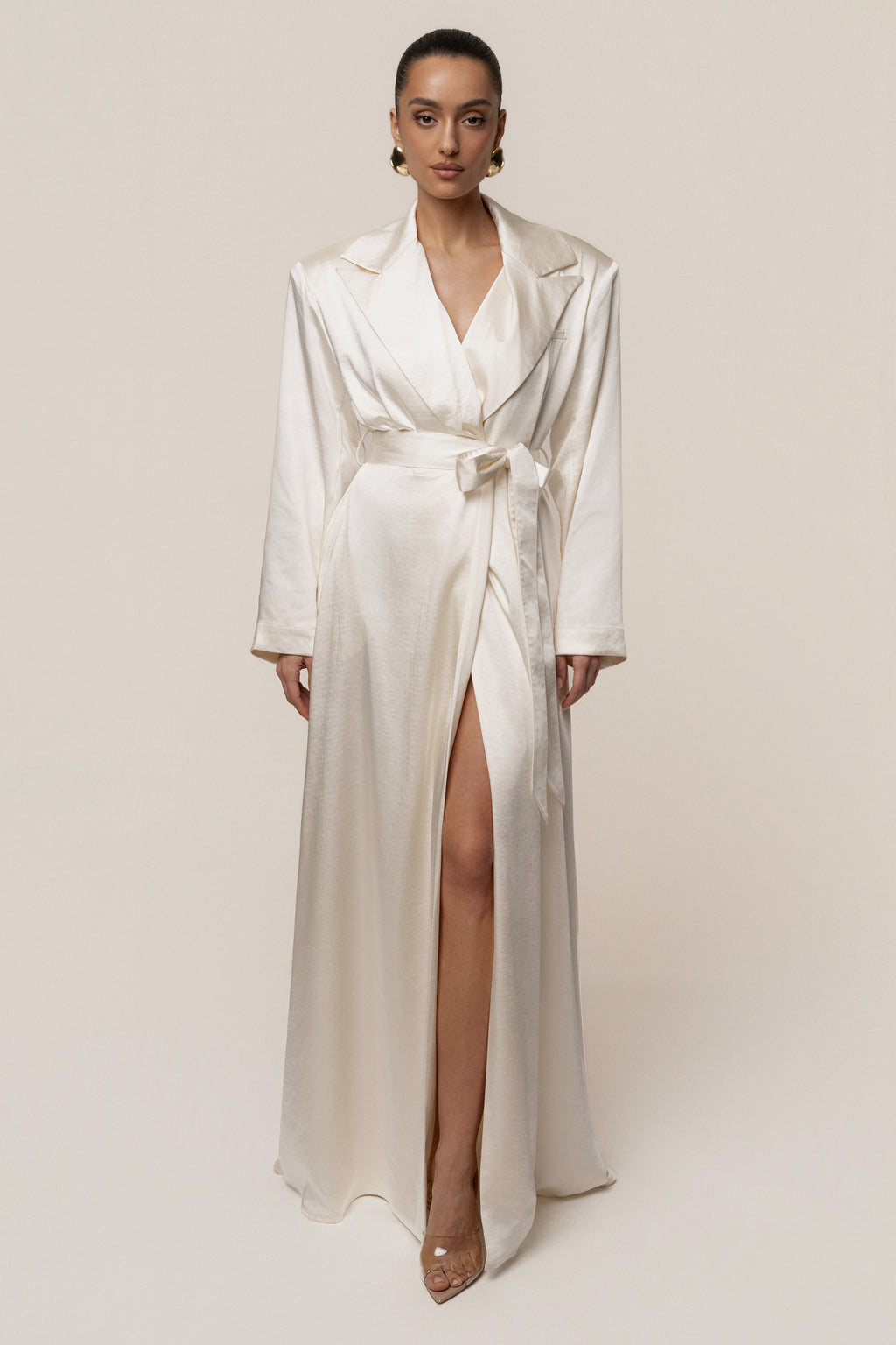 Ivory Satin Embrace Maxi Dress