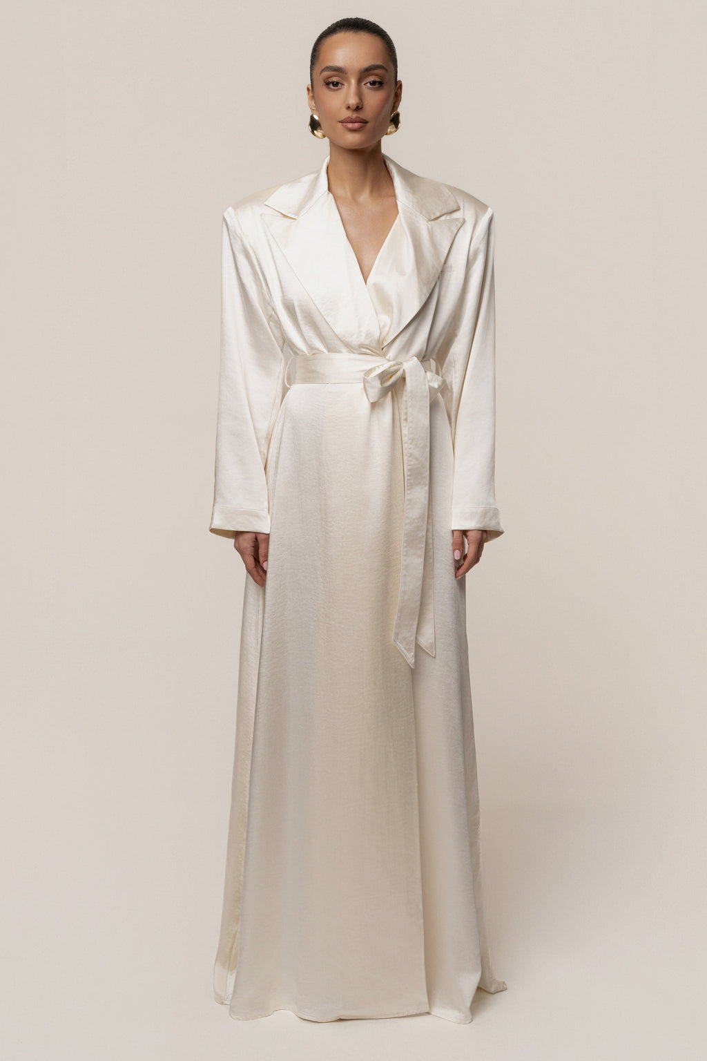 Ivory Satin Embrace Maxi Dress
