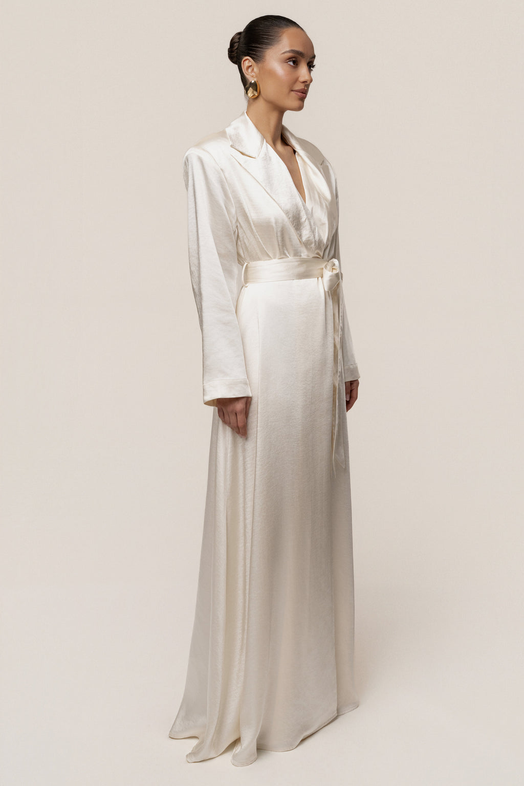 Ivory Satin Embrace Maxi Dress